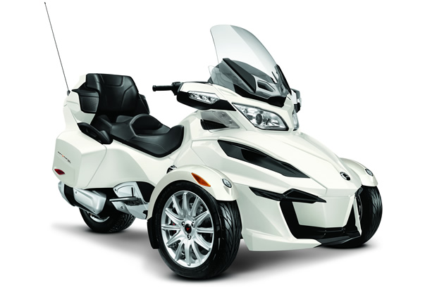 A white Can-Am Spyder. 