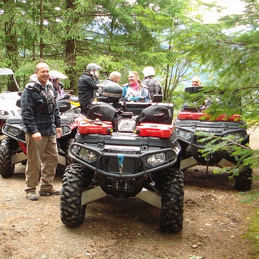 A group of ATVers from the LMATV club stopped along the trail while on a day ride to North Cheebalis Lake, near Harrison Lake area. 