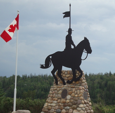 RCMP Monument commemorating the 1874 trek of the Mounties.