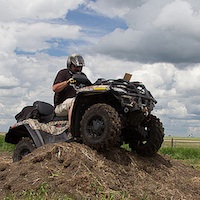 Rider practices properly riding over obstacles.