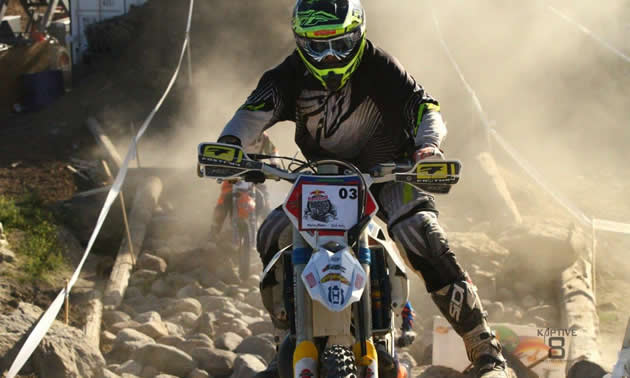 Ben Rego crossing Joker Lane at the Red Bull Rocks & Logs. 