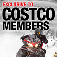 Costco promotional ad showing ATV and snowmobile riders