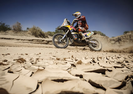 Red Bull rider Jordi Viladoms racing in the 2014 Dakar rally. 