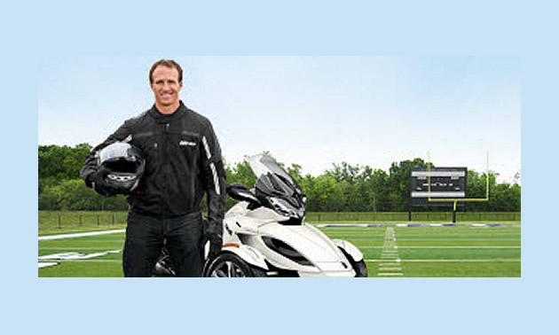 Drew Brees endorsing the Can-Am Spyder