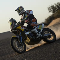 Marc Coma on KTM in Dakar Rally. 