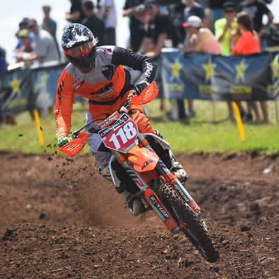 Davi Millsaps charging towards the camera at Pleasant Valley Raceway. 