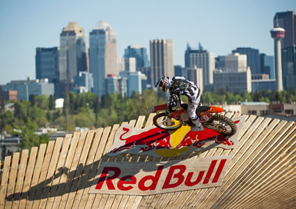 A dirt bike rider on endurocross track in Calgary, Alberta. 