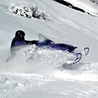 A snowmobiler in Whiteshell Provincial Park