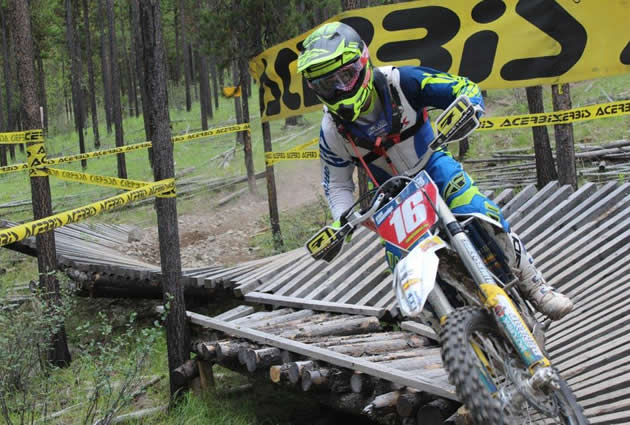 Ryan Linderman riding over the boardwalk at the Monkey Wrench race. 