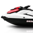 Photo of a white, black and red personal watercraft.