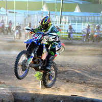 Shane Cuthbertson Riding  his Husaberg TE 300 on endurocross course. 