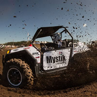 Action shot of a UTV racing. 