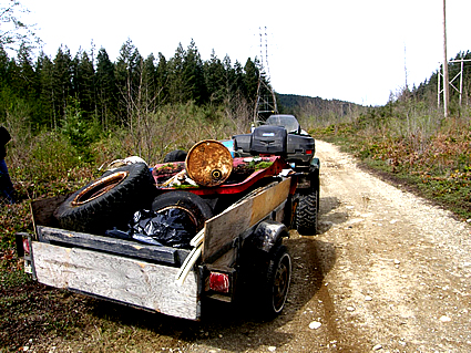 ATV hauling trash