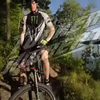 Tucker Hibbert sitting on a mountain bike. 