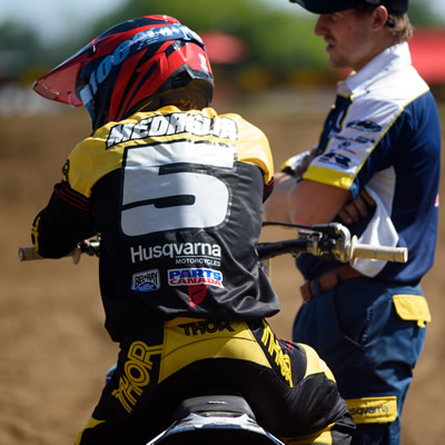 Tyler Medaglia prepares for the race to begin. 